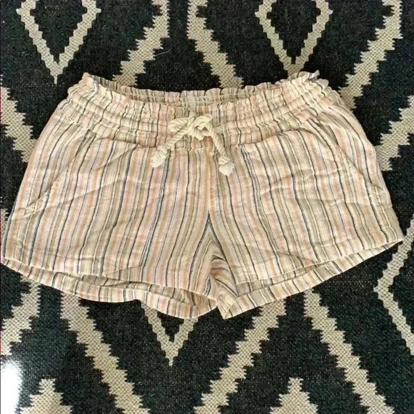 Roxy Linen Striped Shorts - Picture 1 of 4